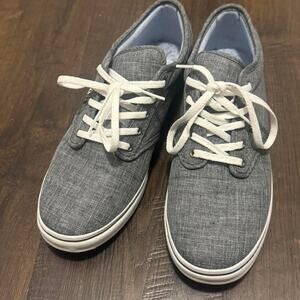 Grey and white vans trainers
